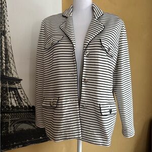 Chico's Black and Cream White Striped Blazer
